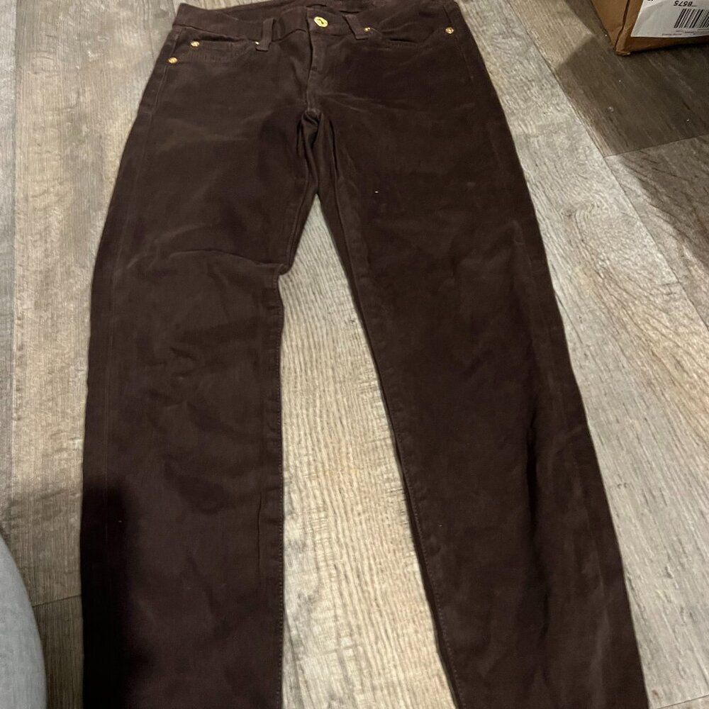 7 FOR ALL MANKIND $198 The Slim Cigarette Denim Jean in Brown Size 25